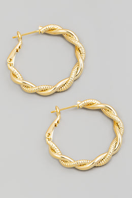 Metallic Twist Latch Hoop Earrings - Indie Indie Bang! Bang!