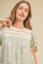 Load image into Gallery viewer, Sage Flower Crochet Yoke Top - Indie Indie Bang! Bang!