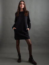 Load image into Gallery viewer, Black Sweatshirt Dress