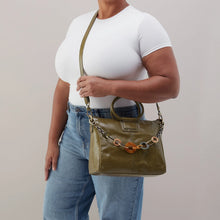 Load image into Gallery viewer, HOBO | Sheila Medium Satchel with Charm in Polished Leather - Olive Veil - Indie Indie Bang! Bang!