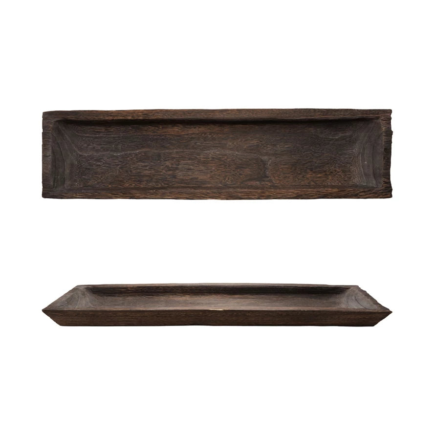 Decorative Paulownia Wood Tray- Walnut finish - Indie Indie Bang! Bang!