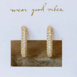 Gold Square Hoop CZ Pave - Indie Indie Bang! Bang!