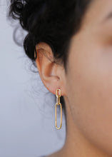Load image into Gallery viewer, Paper Clip CZ Drop Earrings - Indie Indie Bang! Bang!