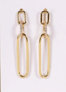 Paper Clip CZ Drop Earrings - Indie Indie Bang! Bang!