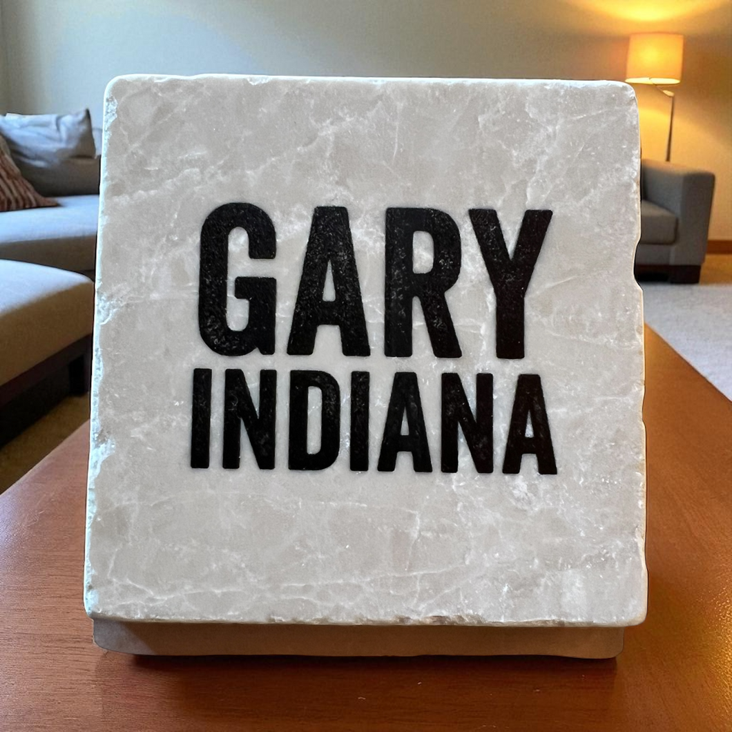 Gary Lettering Gary Indiana Bold Lettering. Coaster | Indie Indie Bang! Bang!