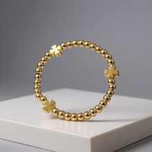 Load image into Gallery viewer, Lucky Four Leaf Clover Ball Bead Stretch Bracelet - Indie Indie Bang! Bang!