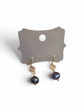 Load image into Gallery viewer, Fresh Water Pearl Crystal Drop Earrings - Blue or White Pearl