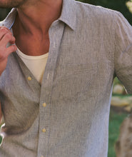 Load image into Gallery viewer, Better-Than-Linen Short Sleeve Shirt: Natural/Navy Stripe - Indie Indie Bang! Bang!