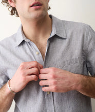 Load image into Gallery viewer, Better-Than-Linen Short Sleeve Shirt: Natural/Navy Stripe - Indie Indie Bang! Bang!