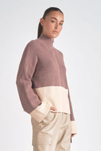 Load image into Gallery viewer, Elan Plum Grey Colorblock Sweater - Indie Indie Bang! Bang!