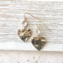 Load image into Gallery viewer, Hammered Heart with Crystal Earrings - Indie Indie Bang! Bang!