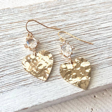 Load image into Gallery viewer, Hammered Heart with Crystal Earrings - Indie Indie Bang! Bang!