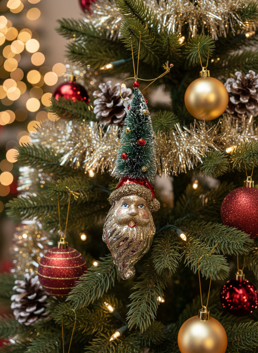 Santa Head with Tree Hat Ornament - Indie Indie Bang! Bang!