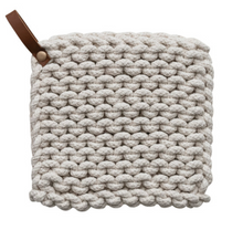 Load image into Gallery viewer, Cotton Crocheted Pot Holder w/ Leather Loop - Indie Indie Bang! Bang!