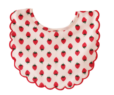 Scallop Bib - Strawberries - Indie Indie Bang! Bang!