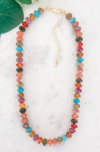 Semi-Precious Beaded Necklace - Multicolor