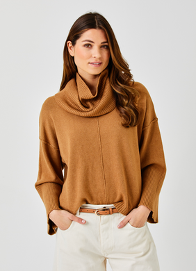 Tery Rib Neck Knit Sweater With Snood - Indie Indie Bang! Bang!