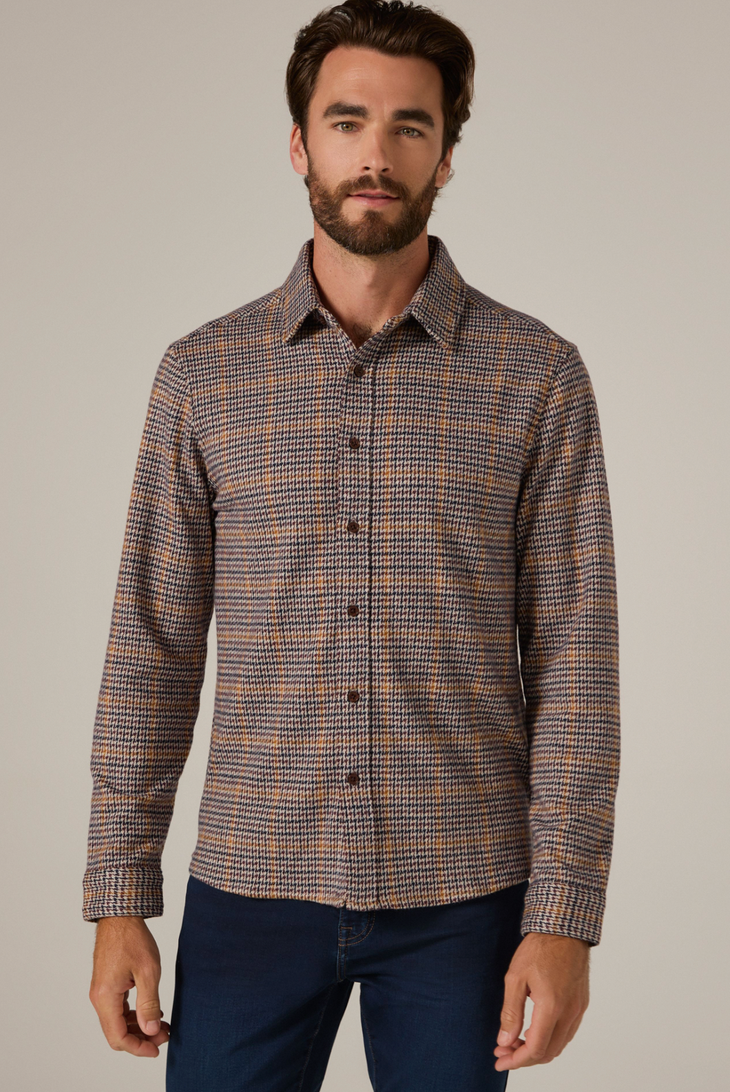 7 Diamonds | Generation 4-Way Stretch Long Sleeve Knit Shirt Tan - Indie Indie Bang! Bang!