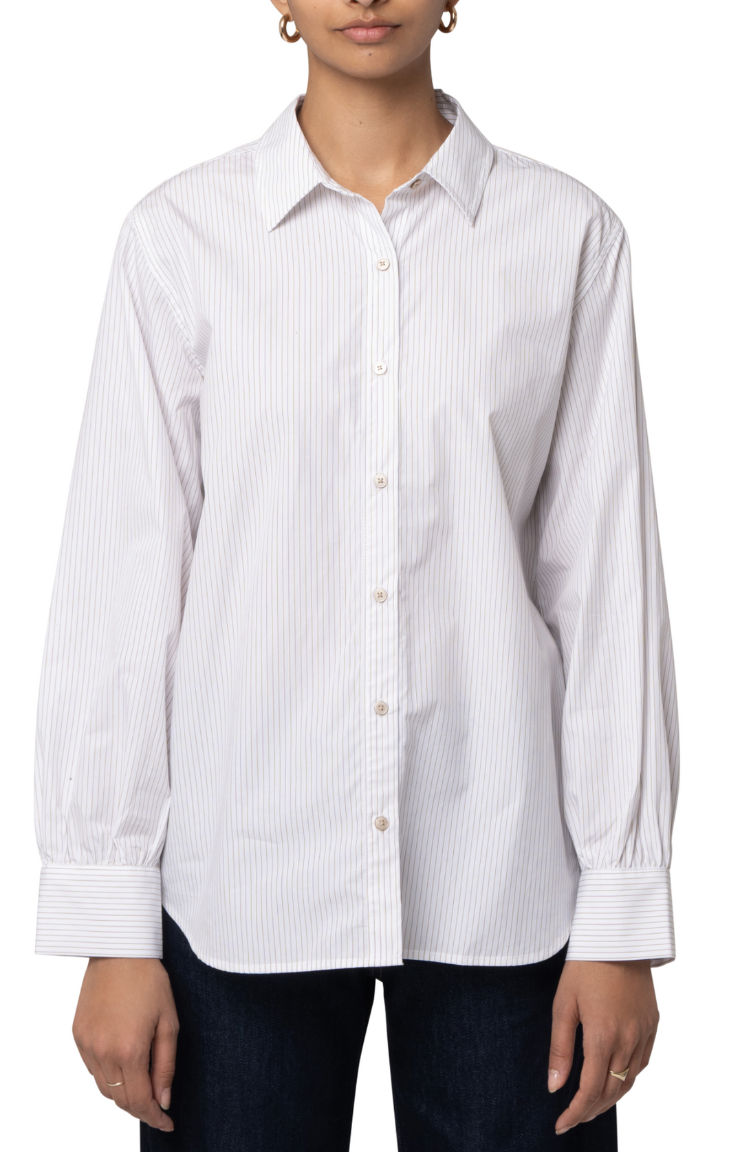Mavi Long Sleeve Woven Shirt Beige Stripe