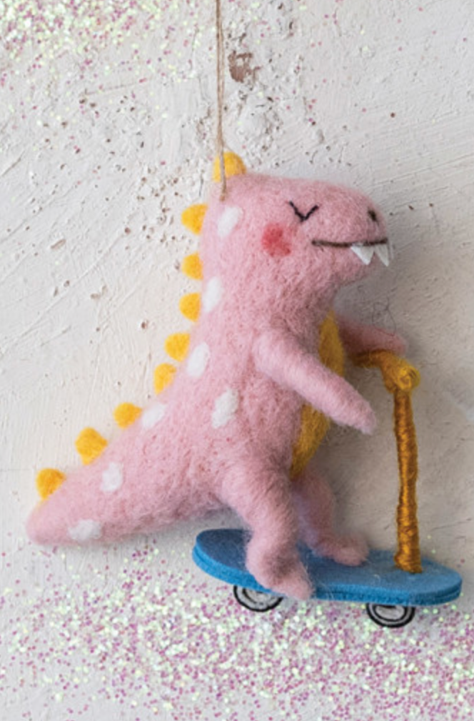 Wool Dinosaur Skating Ornament - Thumbnail 5