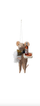 Load image into Gallery viewer, 4-3/4"H Handmade Wool Felt Mouse Gourmand Ornament - Indie Indie Bang! Bang!
