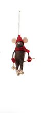 Load image into Gallery viewer, 4-3/4"H Handmade Wool Felt Mouse Gourmand Ornament - Indie Indie Bang! Bang!