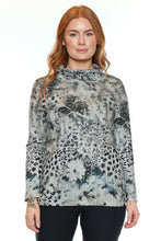 Load image into Gallery viewer, Printed Mock Neck Long Sleeve Top