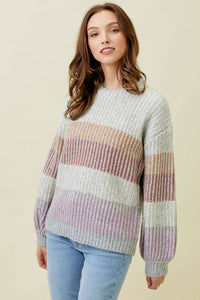 Puff Sleeve Color Blocked Sweater - Indie Indie Bang! Bang!