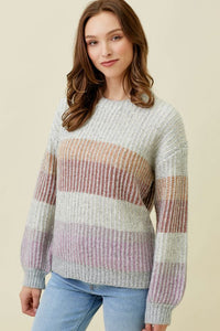 Puff Sleeve Color Blocked Sweater - Indie Indie Bang! Bang!