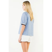 Load image into Gallery viewer, Short Sleeve Striped V-Neck Top - Indie Indie Bang! Bang!