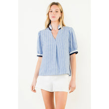 Load image into Gallery viewer, Short Sleeve Striped V-Neck Top - Indie Indie Bang! Bang!