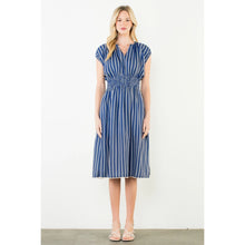 Load image into Gallery viewer, Striped Smocked Waist Short Sleeve Dress - Indie Indie Bang! Bang!