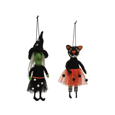 Wool Felt Witch/Cat Ornaments - Indie Indie Bang! Bang!