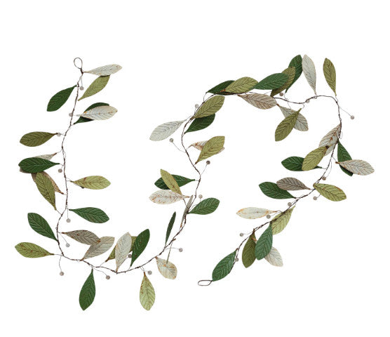 Metal Leaves & Glass Berries Garland - Thumbnail 2