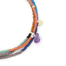 Load image into Gallery viewer, Mixed Media Wrap Bracelet Necklace - Protection/Amethyst/Gold