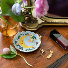 Load image into Gallery viewer, Jewelry Dish &amp; Stud Earring Set - Flower Moon/Blue