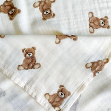 Load image into Gallery viewer, Teddy Bear Bamboo Muslin Swaddle