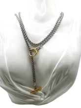 Load image into Gallery viewer, Wrap necklace two toned lariat mixed metals 