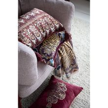 Load image into Gallery viewer, Cotton Velvet Printed Lumbar Pillow w/ Gold Foil Snake, Beads &amp; Piping, Maroon