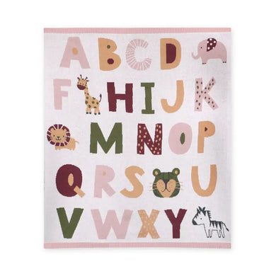 Alphabet Blush - Organic Jacquard Sweater Knit Baby Blanket - Indie Indie Bang! Bang!