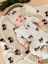 Load image into Gallery viewer, Brown Bear Jacquard Sweater Knit Baby Jumpsuit (Organic) - Indie Indie Bang! Bang!