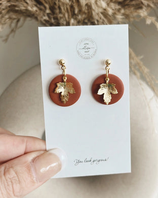 Burnt Orange Leaf Earrings - Indie Indie Bang! Bang!