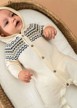 Load image into Gallery viewer, Fair Isle Jacquard Sweater Knit Baby Hooded Jumpsuit