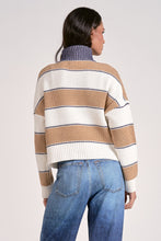 Load image into Gallery viewer, White Stripe Quarter Zip Pullover Sweater | Elan - Indie Indie Bang! Bang!