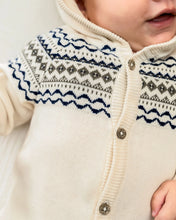 Load image into Gallery viewer, Fair Isle Jacquard Sweater Knit Baby Hooded Jumpsuit