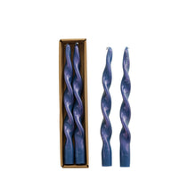 Load image into Gallery viewer, Unscented Twisted Taper Candles, Iridescent Rainbow Finish, Blue - Indie Indie Bang! Bang!