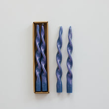 Load image into Gallery viewer, Unscented Twisted Taper Candles, Iridescent Rainbow Finish, Blue - Indie Indie Bang! Bang!