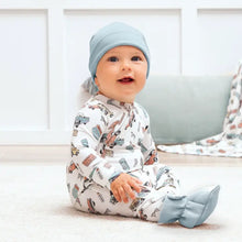 Load image into Gallery viewer, Baby Zipper Romper – Bamboo Route 66 Classic Car Print - Indie Indie Bang! Bang!