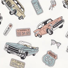 Load image into Gallery viewer, Baby Zipper Romper – Bamboo Route 66 Classic Car Print - Indie Indie Bang! Bang!