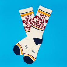 Load image into Gallery viewer, Hot Guys Read Books Gym Crew Socks - Indie Indie Bang! Bang!
